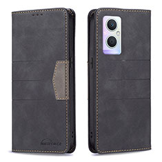 Coque Portefeuille Livre Cuir Etui Clapet B01F pour Oppo Reno8 Z 5G Noir