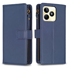 Coque Portefeuille Livre Cuir Etui Clapet B01F pour Realme C51 Bleu