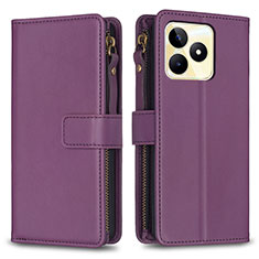 Coque Portefeuille Livre Cuir Etui Clapet B01F pour Realme C51 Violet