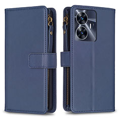 Coque Portefeuille Livre Cuir Etui Clapet B01F pour Realme C55 Bleu