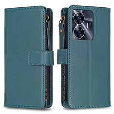 Coque Portefeuille Livre Cuir Etui Clapet B01F pour Realme C55 Vert