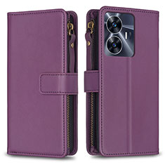 Coque Portefeuille Livre Cuir Etui Clapet B01F pour Realme C55 Violet