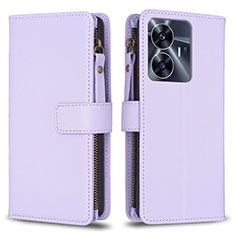 Coque Portefeuille Livre Cuir Etui Clapet B01F pour Realme C55 Violet Clair