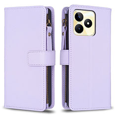 Coque Portefeuille Livre Cuir Etui Clapet B01F pour Realme C67 Violet Clair