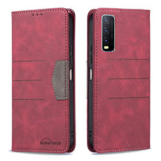 Coque Portefeuille Livre Cuir Etui Clapet B01F pour Vivo Y11s Rouge