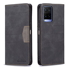 Coque Portefeuille Livre Cuir Etui Clapet B01F pour Vivo Y21 Noir