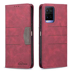 Coque Portefeuille Livre Cuir Etui Clapet B01F pour Vivo Y21a Rouge