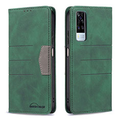 Coque Portefeuille Livre Cuir Etui Clapet B01F pour Vivo Y51 (2021) Vert