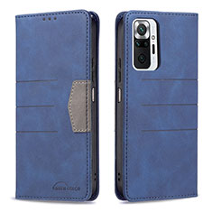 Coque Portefeuille Livre Cuir Etui Clapet B01F pour Xiaomi Redmi Note 10 Pro 4G Bleu