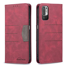 Coque Portefeuille Livre Cuir Etui Clapet B01F pour Xiaomi Redmi Note 10T 5G Rouge