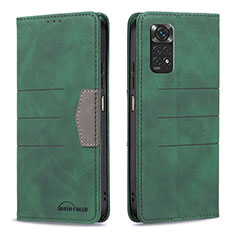 Coque Portefeuille Livre Cuir Etui Clapet B01F pour Xiaomi Redmi Note 11S 4G Vert