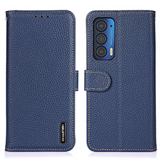 Coque Portefeuille Livre Cuir Etui Clapet B01H pour Motorola Moto Edge (2021) 5G Bleu