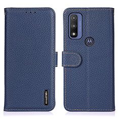 Coque Portefeuille Livre Cuir Etui Clapet B01H pour Motorola Moto G Pure Bleu