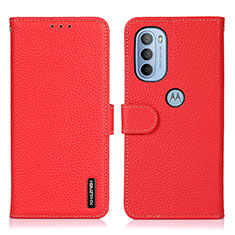 Coque Portefeuille Livre Cuir Etui Clapet B01H pour Motorola Moto G31 Rouge