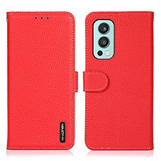 Coque Portefeuille Livre Cuir Etui Clapet B01H pour OnePlus Nord 2 5G Rouge