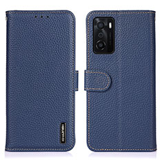 Coque Portefeuille Livre Cuir Etui Clapet B01H pour Oppo A55S 5G Bleu