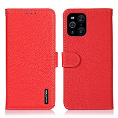 Coque Portefeuille Livre Cuir Etui Clapet B01H pour Oppo Find X3 5G Rouge