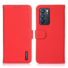 Coque Portefeuille Livre Cuir Etui Clapet B01H pour Oppo Reno6 5G Rouge