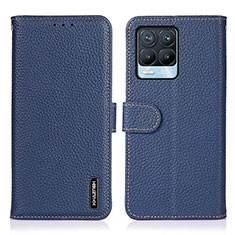 Coque Portefeuille Livre Cuir Etui Clapet B01H pour Realme 8 4G Bleu