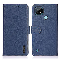 Coque Portefeuille Livre Cuir Etui Clapet B01H pour Realme C21 Bleu