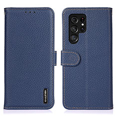 Coque Portefeuille Livre Cuir Etui Clapet B01H pour Samsung Galaxy S22 Ultra 5G Bleu