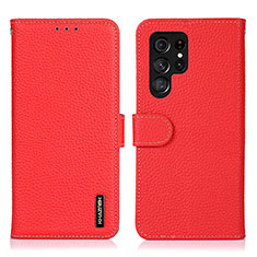 Coque Portefeuille Livre Cuir Etui Clapet B01H pour Samsung Galaxy S22 Ultra 5G Rouge