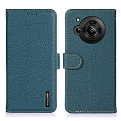 Coque Portefeuille Livre Cuir Etui Clapet B01H pour Sharp Aquos R7 Vert