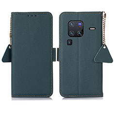 Coque Portefeuille Livre Cuir Etui Clapet B01H pour Vivo X80 Pro 5G Vert