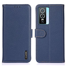 Coque Portefeuille Livre Cuir Etui Clapet B01H pour Vivo Y76s 5G Bleu