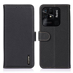 Coque Portefeuille Livre Cuir Etui Clapet B01H pour Xiaomi Redmi 10 India Noir