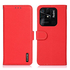 Coque Portefeuille Livre Cuir Etui Clapet B01H pour Xiaomi Redmi 10 India Rouge