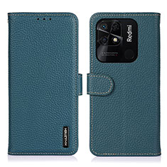 Coque Portefeuille Livre Cuir Etui Clapet B01H pour Xiaomi Redmi 10 India Vert