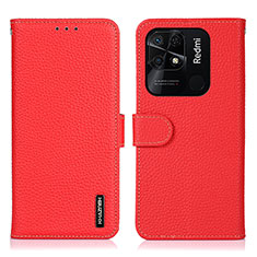 Coque Portefeuille Livre Cuir Etui Clapet B01H pour Xiaomi Redmi 10 Power Rouge