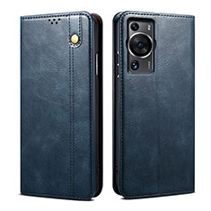 Coque Portefeuille Livre Cuir Etui Clapet B01S pour Huawei P60 Bleu