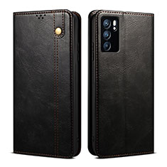 Coque Portefeuille Livre Cuir Etui Clapet B01S pour Oppo Reno6 Pro 5G India Noir