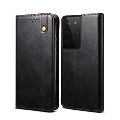 Coque Portefeuille Livre Cuir Etui Clapet B01S pour Samsung Galaxy S21 Ultra 5G Noir