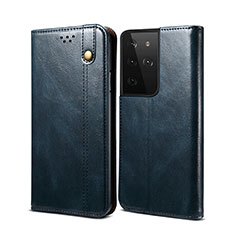 Coque Portefeuille Livre Cuir Etui Clapet B01S pour Samsung Galaxy S22 Ultra 5G Bleu