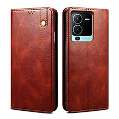 Coque Portefeuille Livre Cuir Etui Clapet B01S pour Vivo V25 Pro 5G Marron