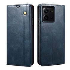 Coque Portefeuille Livre Cuir Etui Clapet B01S pour Vivo V25e Bleu