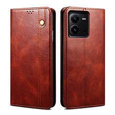 Coque Portefeuille Livre Cuir Etui Clapet B01S pour Vivo V25e Marron