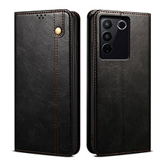 Coque Portefeuille Livre Cuir Etui Clapet B01S pour Vivo V27 5G Noir