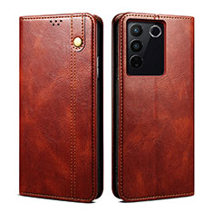 Coque Portefeuille Livre Cuir Etui Clapet B01S pour Vivo V27 Pro 5G Marron