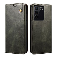 Coque Portefeuille Livre Cuir Etui Clapet B01S pour Vivo V27 Pro 5G Vert