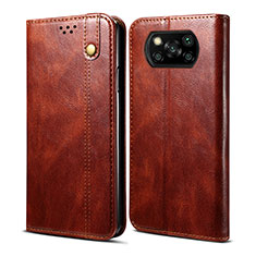 Coque Portefeuille Livre Cuir Etui Clapet B01S pour Xiaomi Poco X3 NFC Marron