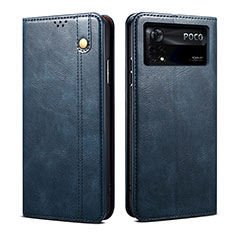 Coque Portefeuille Livre Cuir Etui Clapet B01S pour Xiaomi Poco X4 Pro 5G Bleu