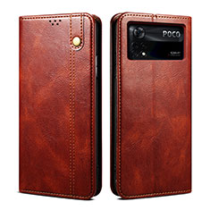 Coque Portefeuille Livre Cuir Etui Clapet B01S pour Xiaomi Poco X4 Pro 5G Marron