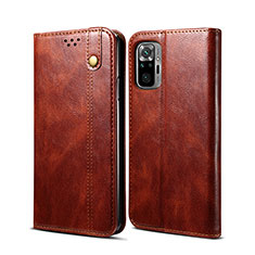 Coque Portefeuille Livre Cuir Etui Clapet B01S pour Xiaomi Redmi Note 10 Pro 4G Marron