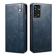 Coque Portefeuille Livre Cuir Etui Clapet B01S pour Xiaomi Redmi Note 11 Pro 4G Bleu