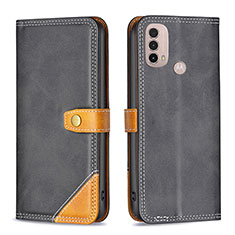 Coque Portefeuille Livre Cuir Etui Clapet B02F pour Motorola Moto E30 Noir