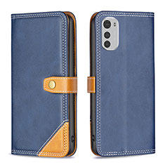 Coque Portefeuille Livre Cuir Etui Clapet B02F pour Motorola Moto E32 Bleu